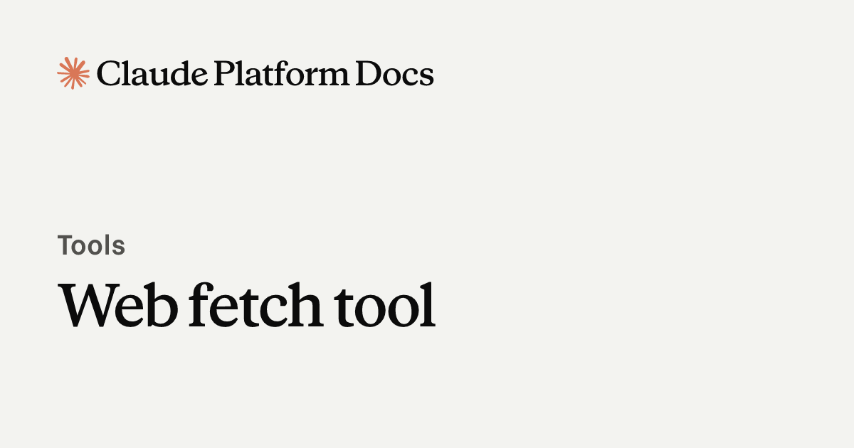 Web fetch tool - Claude Platform Docs