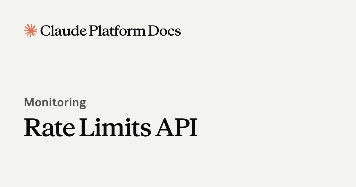 Rate Limits API - Claude Platform Docs