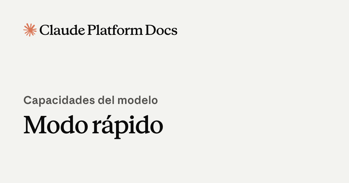 Modo rápido (vista previa de investigación) - Claude Platform Docs