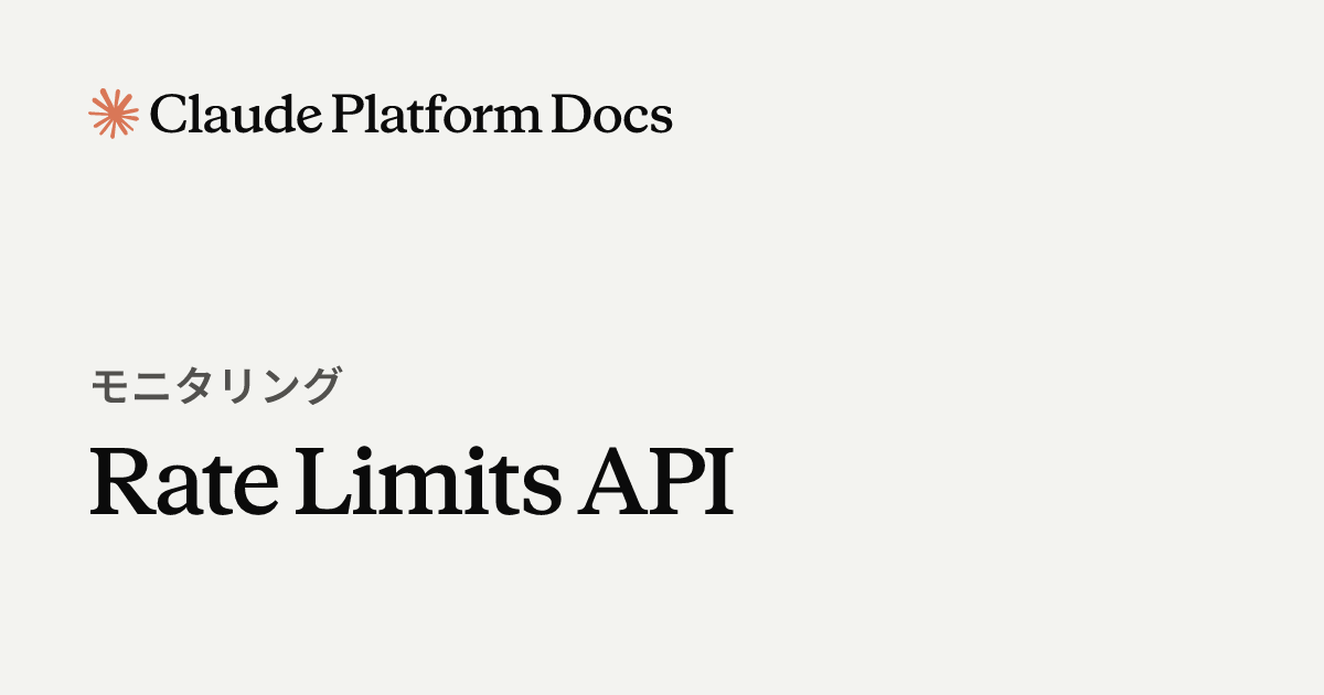 Rate Limits API - Claude Platform Docs