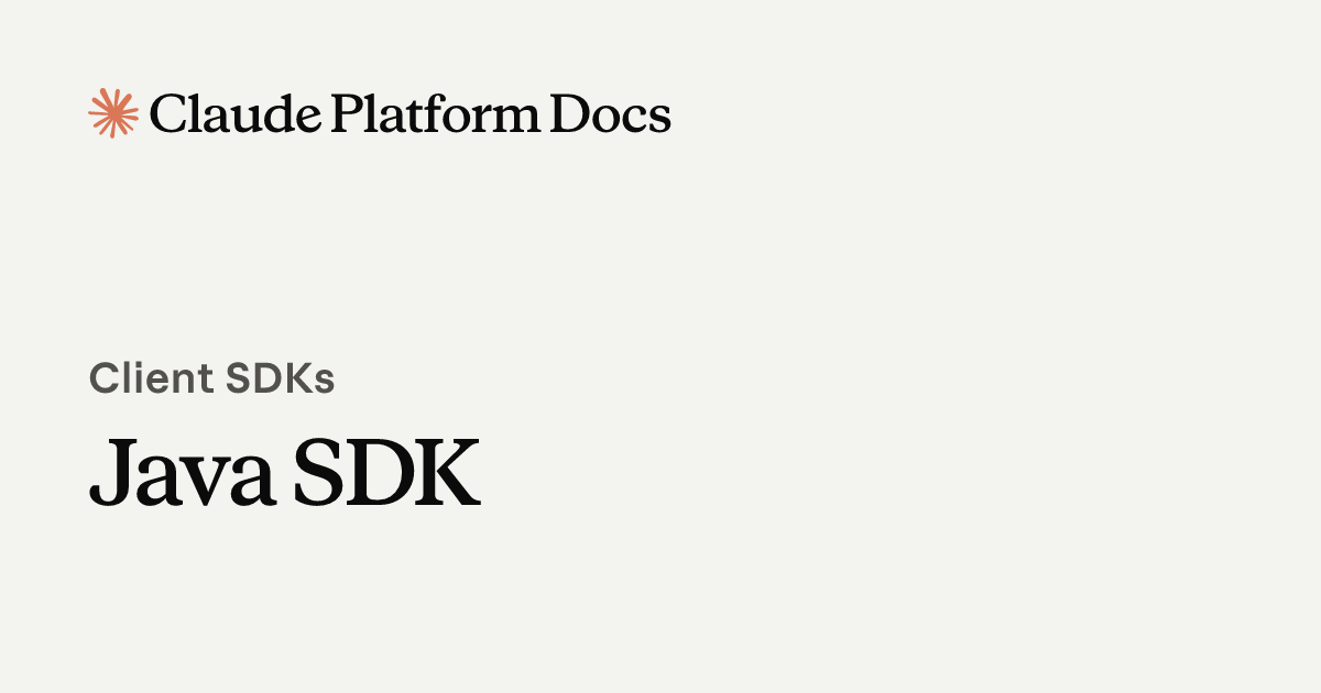 Java SDK - Claude Platform Docs