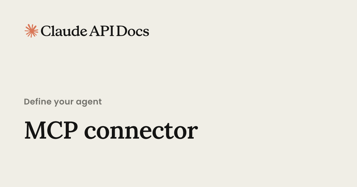 MCP connector - Claude API Docs