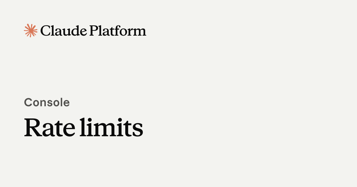 Rate limits | Claude Platform