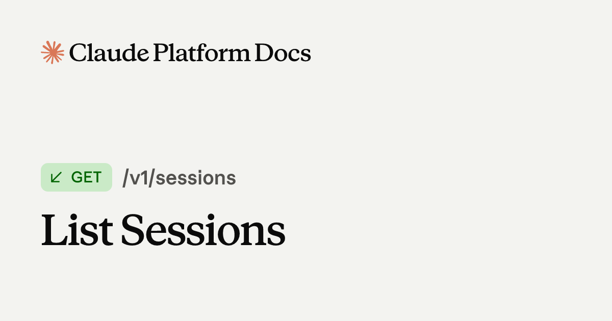 List Sessions - Claude API Reference