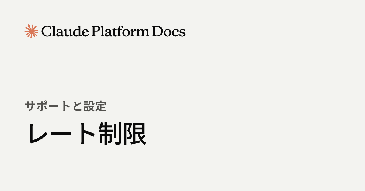 レート制限 - Claude Platform Docs